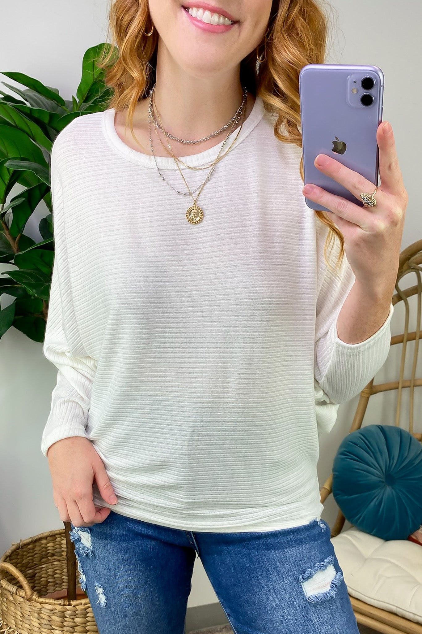  Gineva Ribbed Batwing Boatneck Lightweight Sweater - FINAL SALE - Madison and Mallory
