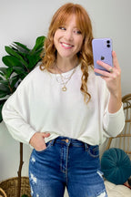 Ivory / S Gineva Ribbed Batwing Boatneck Lightweight Sweater - FINAL SALE - Madison and Mallory