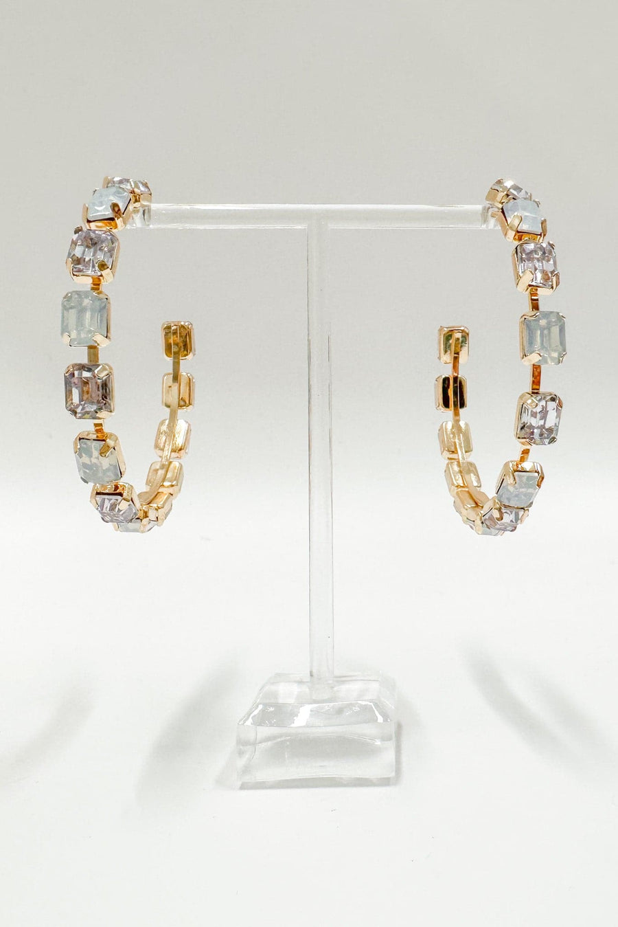  Glamorous Dedication Rhinestone Opal Hoop Earrings - Madison and Mallory