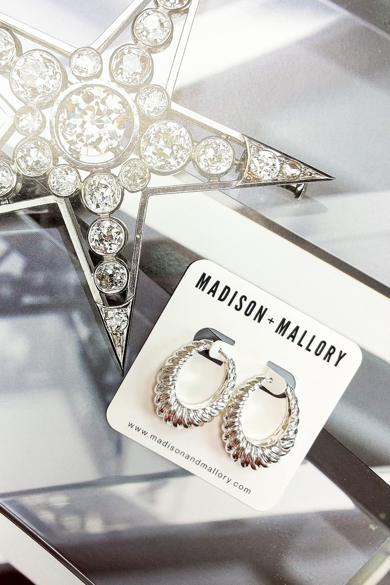 Silver Gleam Twist Oval Huggie Hoop Earrings - Madison and Mallory
