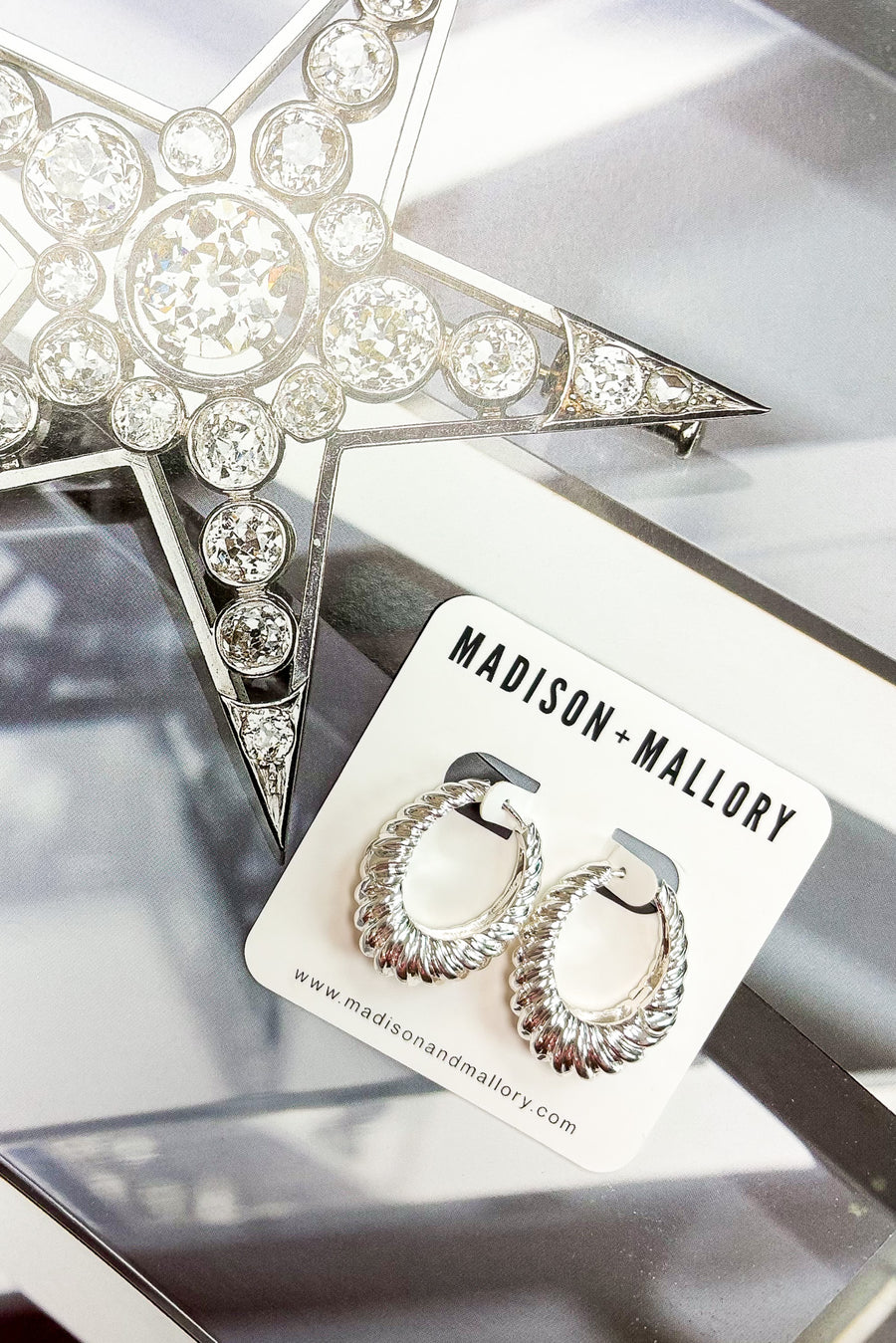 Silver Gleam Twist Oval Huggie Hoop Earrings - Madison and Mallory