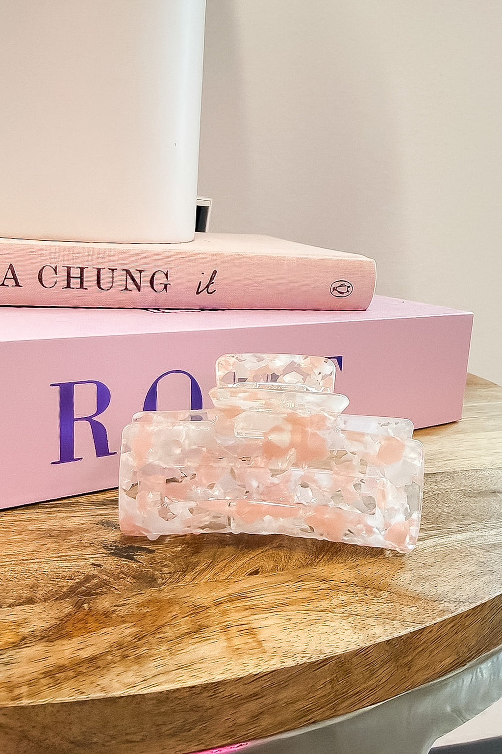 Pink Glossy Girl Acetate Marble Hair Clip - Madison and Mallory
