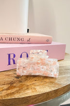 Pink Glossy Girl Acetate Marble Hair Clip - Madison and Mallory