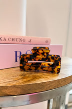 Tortoise Glossy Girl Acetate Marble Hair Clip - Madison and Mallory