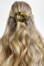 Tortoise Brown Glossy Hold Lay Flat Oval Hair Claw Clip - Madison and Mallory