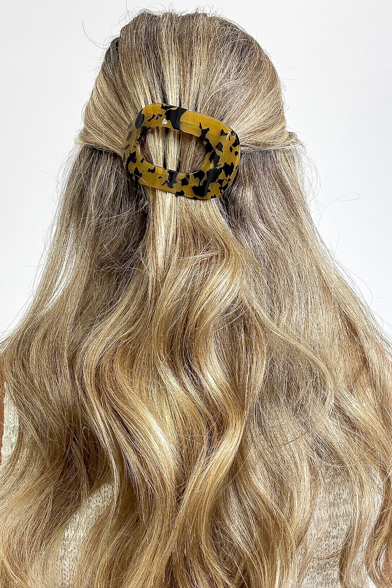 Tortoise Brown Glossy Hold Lay Flat Oval Hair Claw Clip - Madison and Mallory