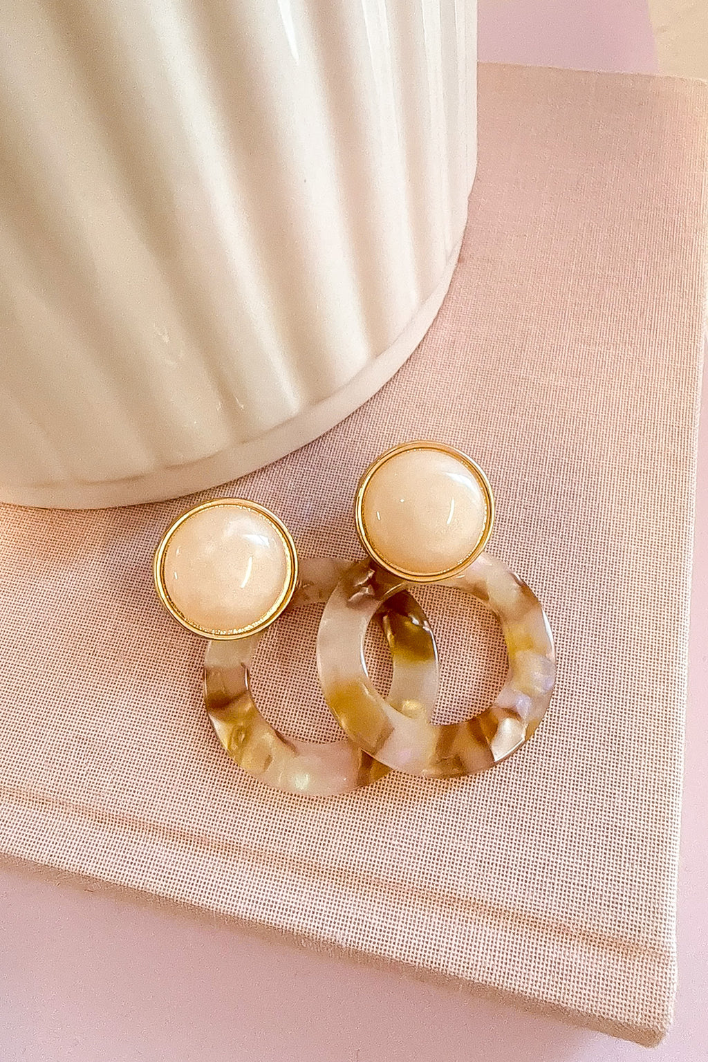 Multi Glow Veil Marble Resin Hoop Stud Drop Earrings - Madison and Mallory