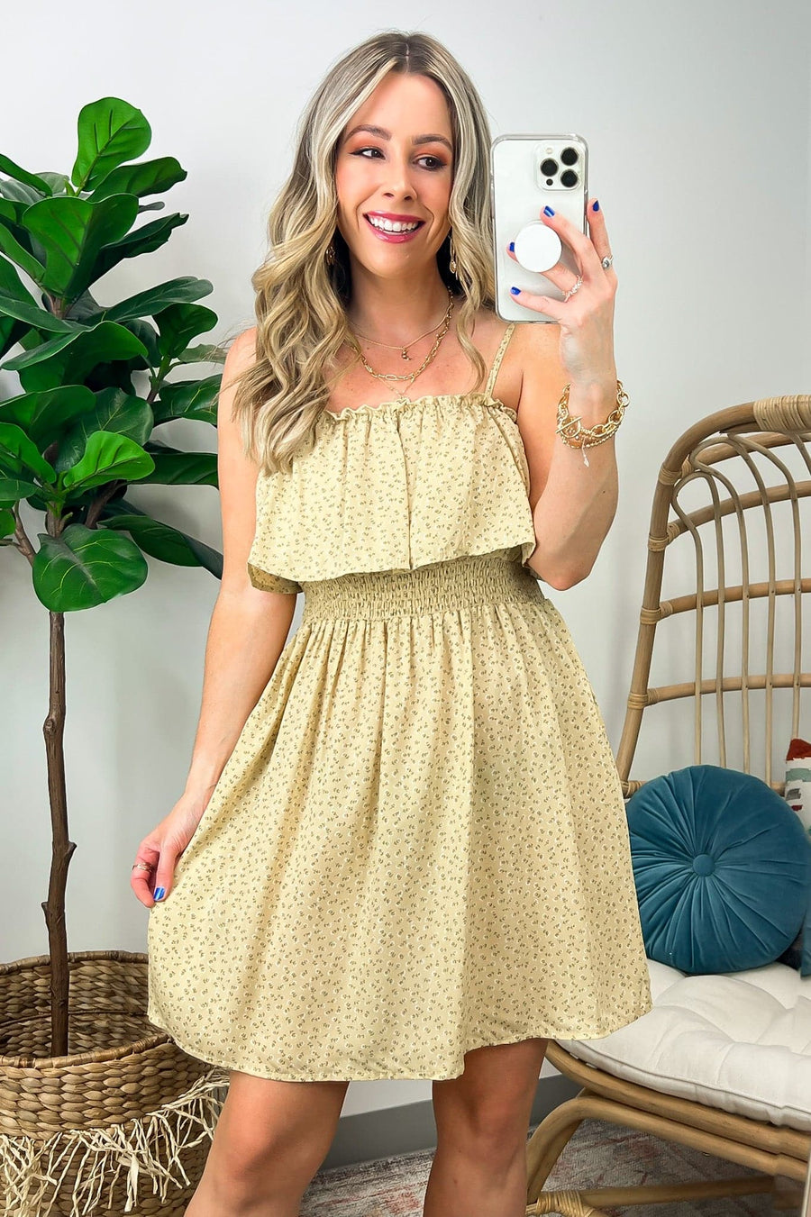 Natural / S Glowing Days Floral Ruffle Flounce Dress - FINAL SALE - Madison and Mallory