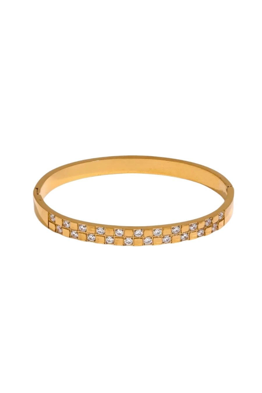 Gold Gold Checkered Bangle Bracelet - Madison and Mallory
