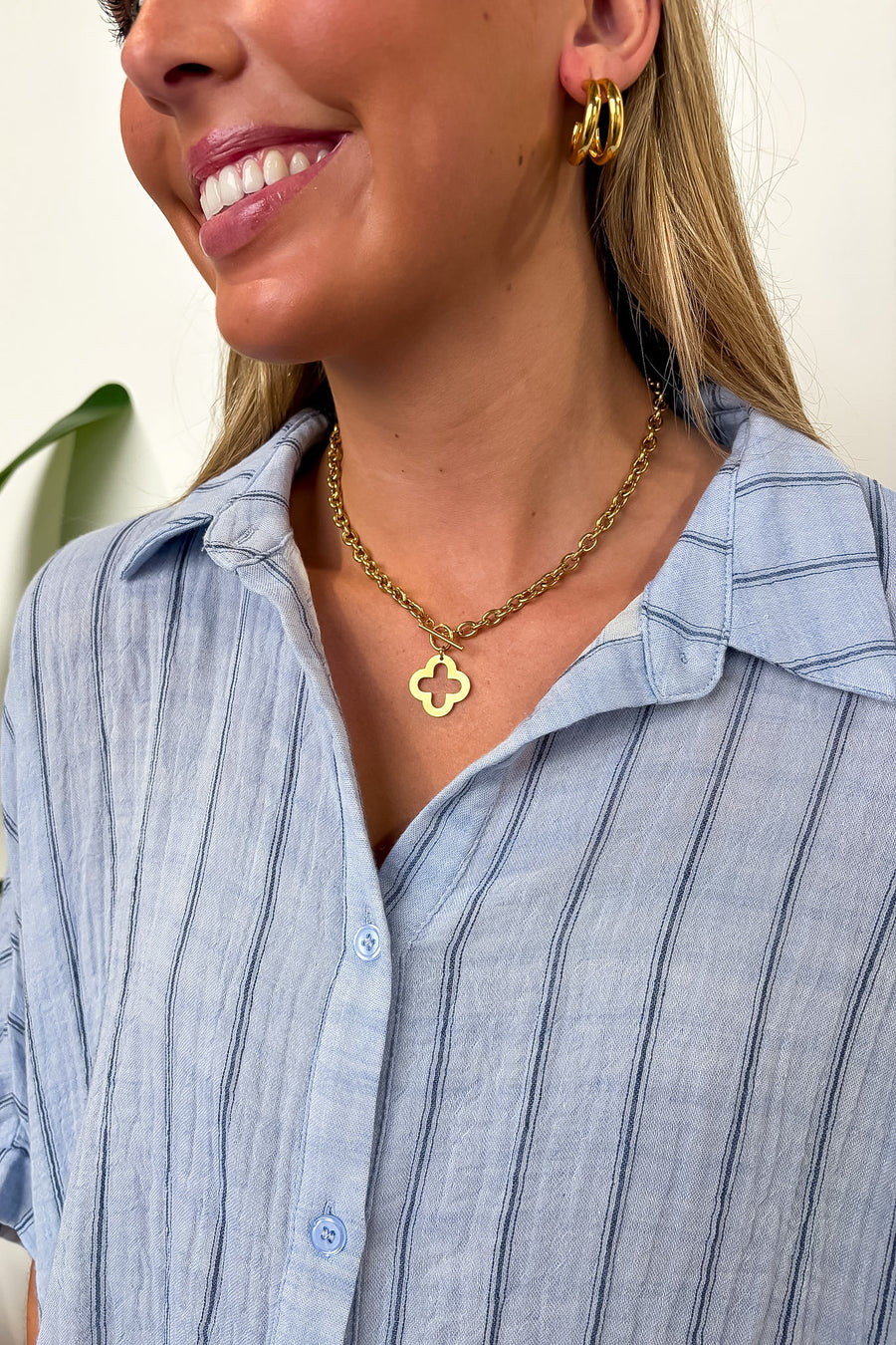 Golden Fortune 18k Stainless Steel Clover Necklace