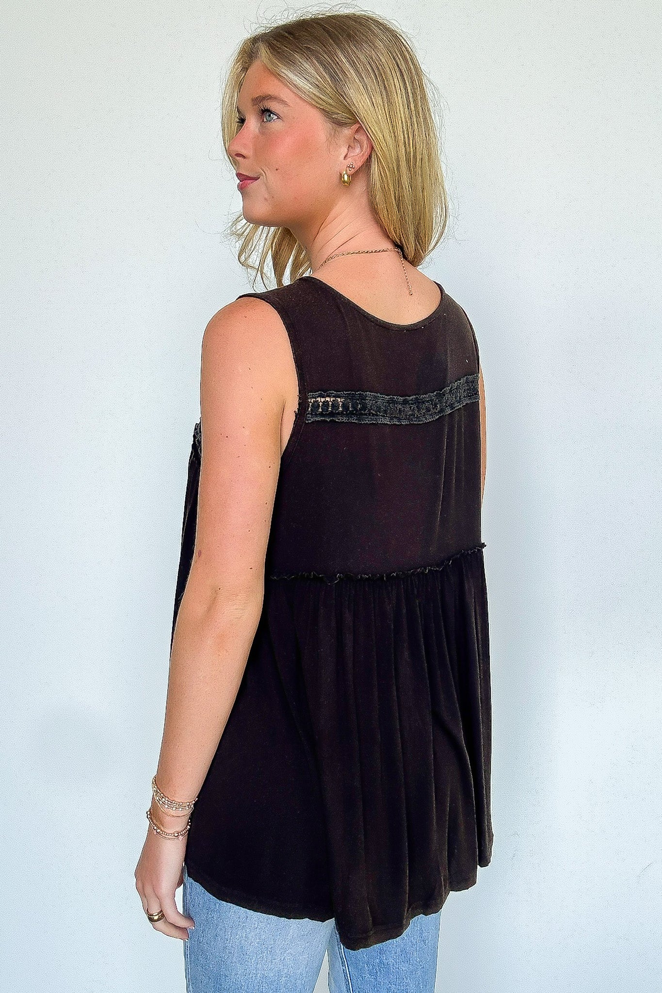 Golden Hour Crochet V-Neck Ruffle Tank Top - Madison and Mallory