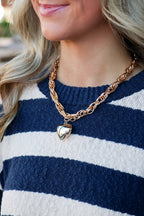 Gold Golden Crush Puffy Heart Chain Necklace - BACK IN STOCK - Madison and Mallory