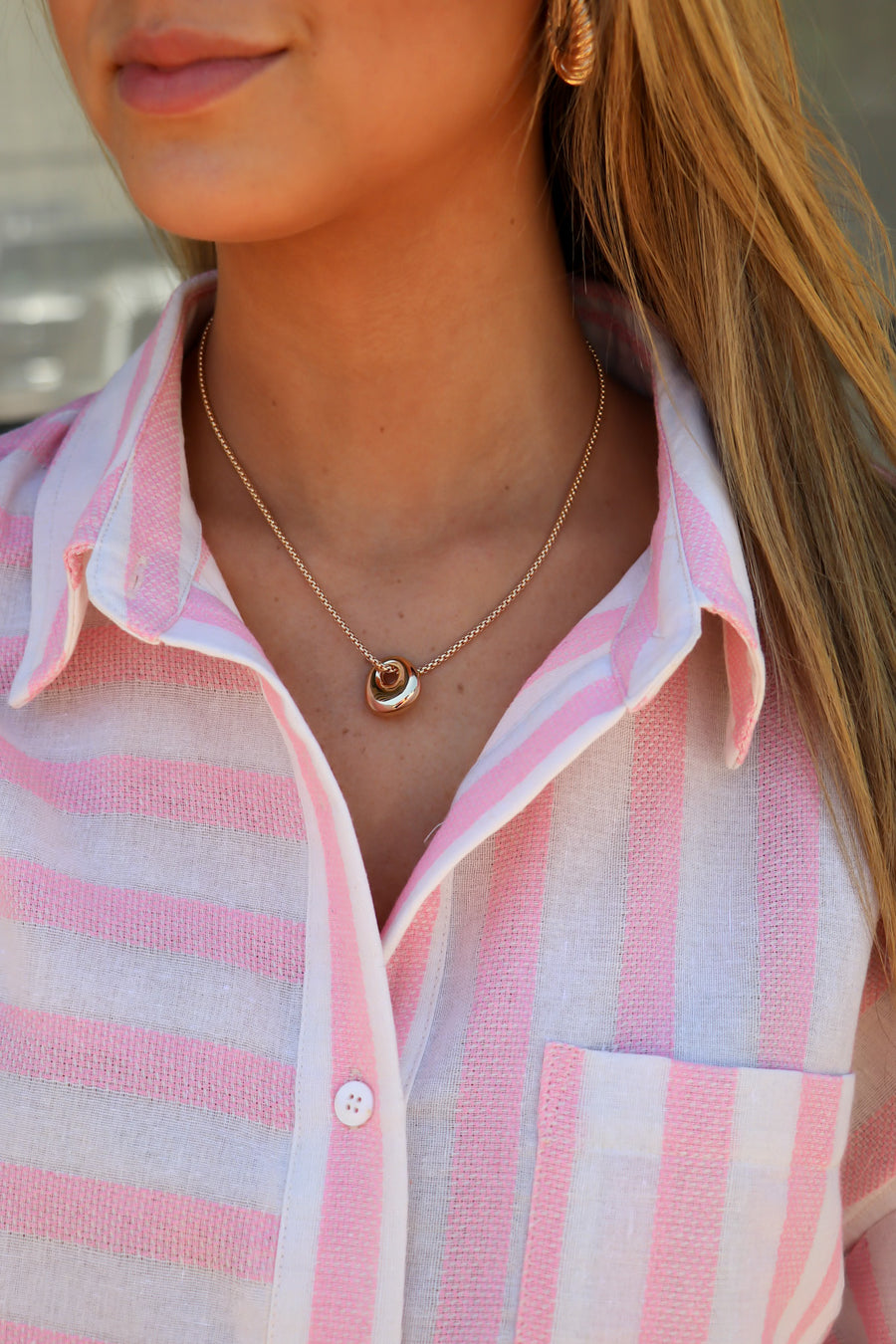 Gold Golden Form Sculptural Pebble Necklace - Madison and Mallory