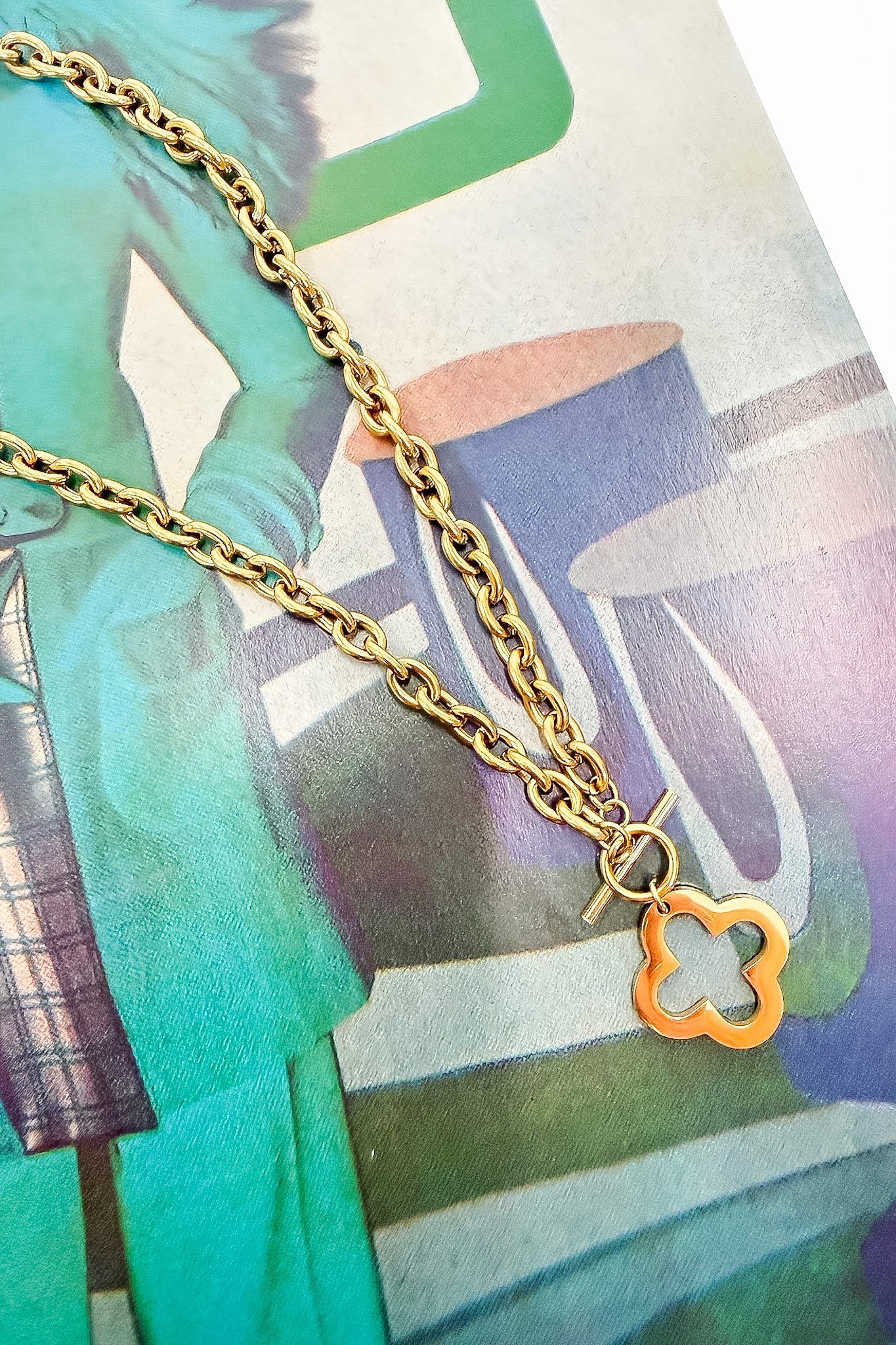 Golden Fortune 18k Stainless Steel Clover Necklace