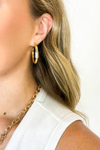 Golden Glint 14k Gold Dipped Cz Stone Paved Hoop Earrings - Madison and Mallory