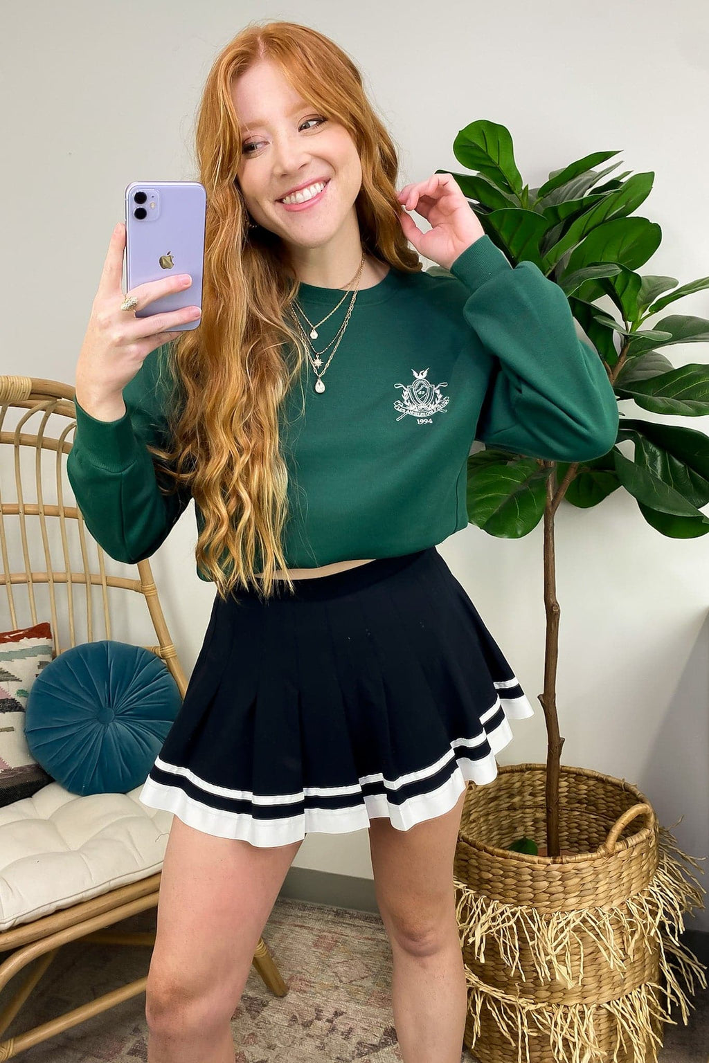 Hunter Green / S Golf Club Crest Logo Embroidered Pullover - FINAL SALE - Madison and Mallory