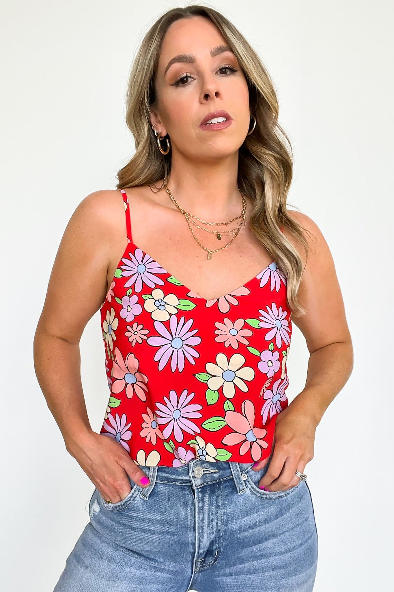  Gone Groovy Retro Floral Print Tank Top - FINAL SALE - Madison and Mallory