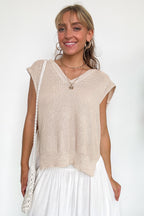S / Natural Good Days V-Neck Sleeveless Knit Top - FINAL SALE - Madison and Mallory