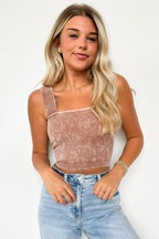 Deep Camel / SM Good Karma Ribbed Square Neck Tank Top - FINAL SALE - Madison and Mallory
