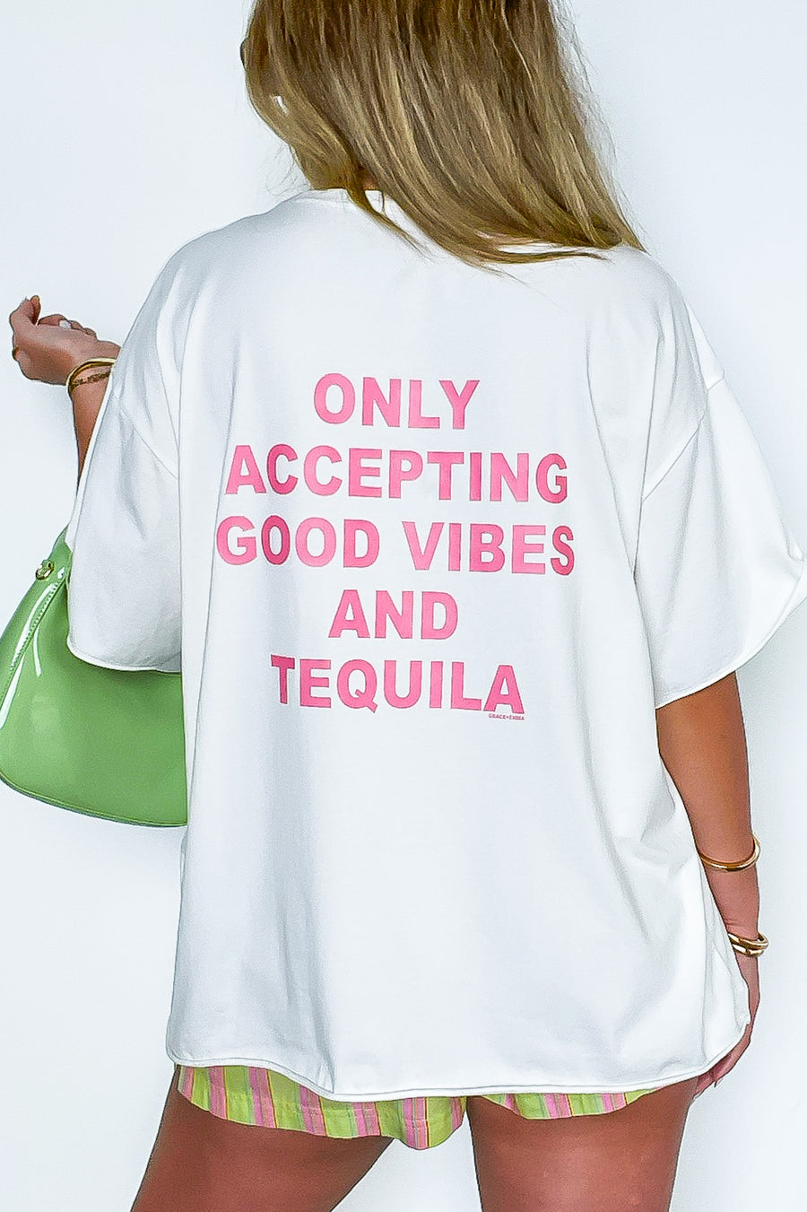 White / SM Good Vibes Relaxed Fit Graphic Tee - Madison and Mallory