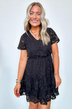 Black / S Gorgeous Excellence Lace Tiered Dress - FINAL SALE - Madison and Mallory
