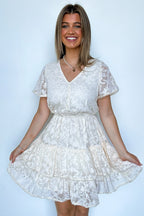 Cream / S Gorgeous Excellence Lace Tiered Dress - FINAL SALE - Madison and Mallory