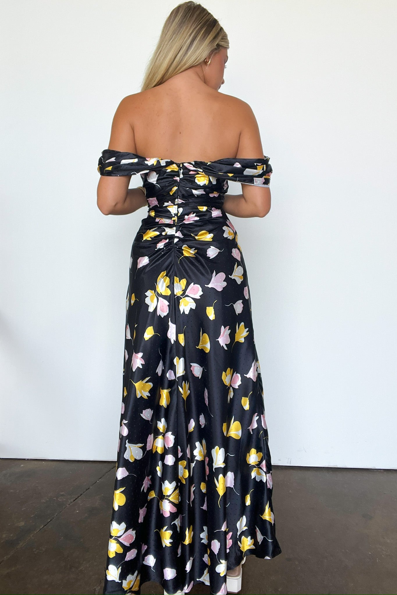  Gorgeous Purpose Floral Ruched Slit Maxi Dress - FINAL SALE - Madison and Mallory