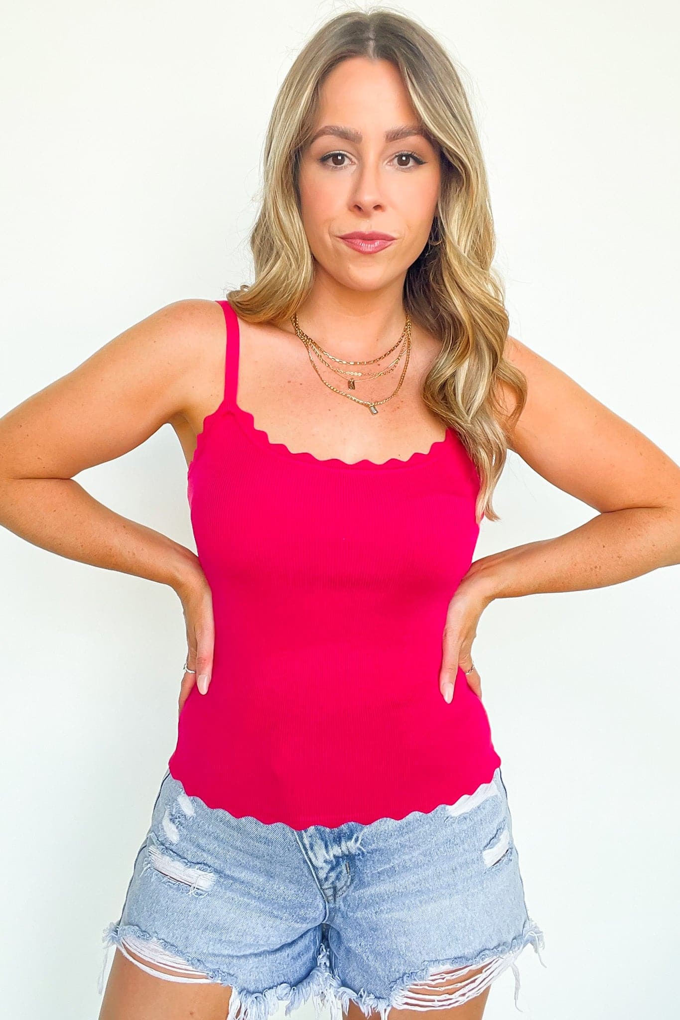  Gossip Queen Scallop Cami Top - FINAL SALE - Madison and Mallory