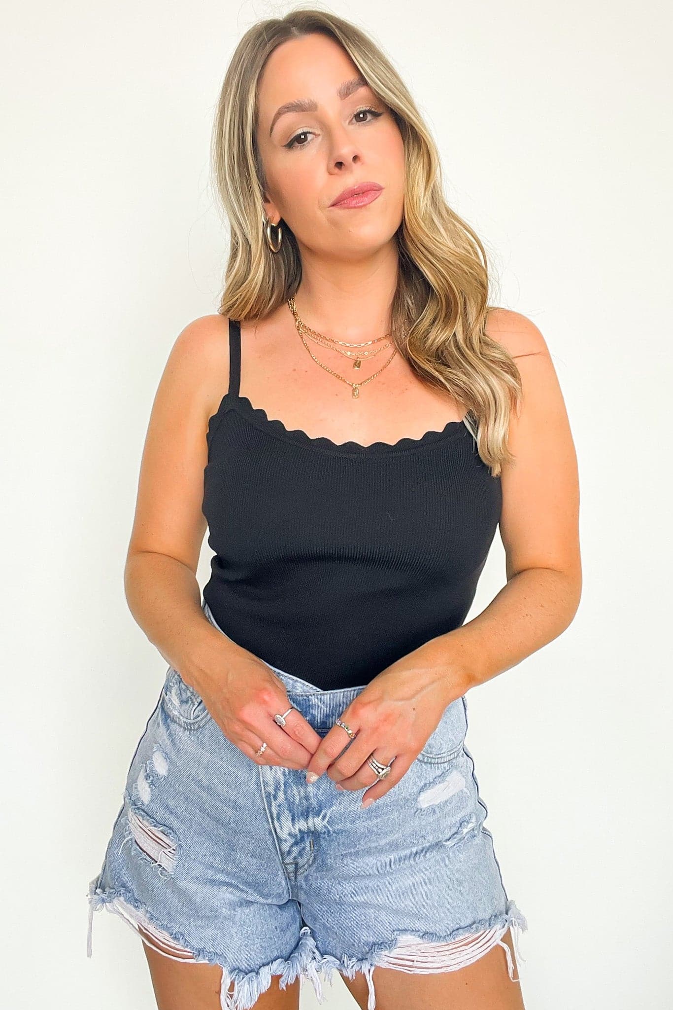  Gossip Queen Scallop Cami Top - FINAL SALE - Madison and Mallory