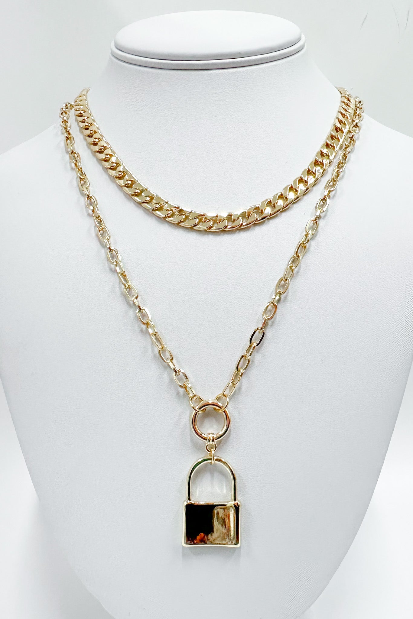  Got it Locked Down Layered Necklace - Madison and Mallory