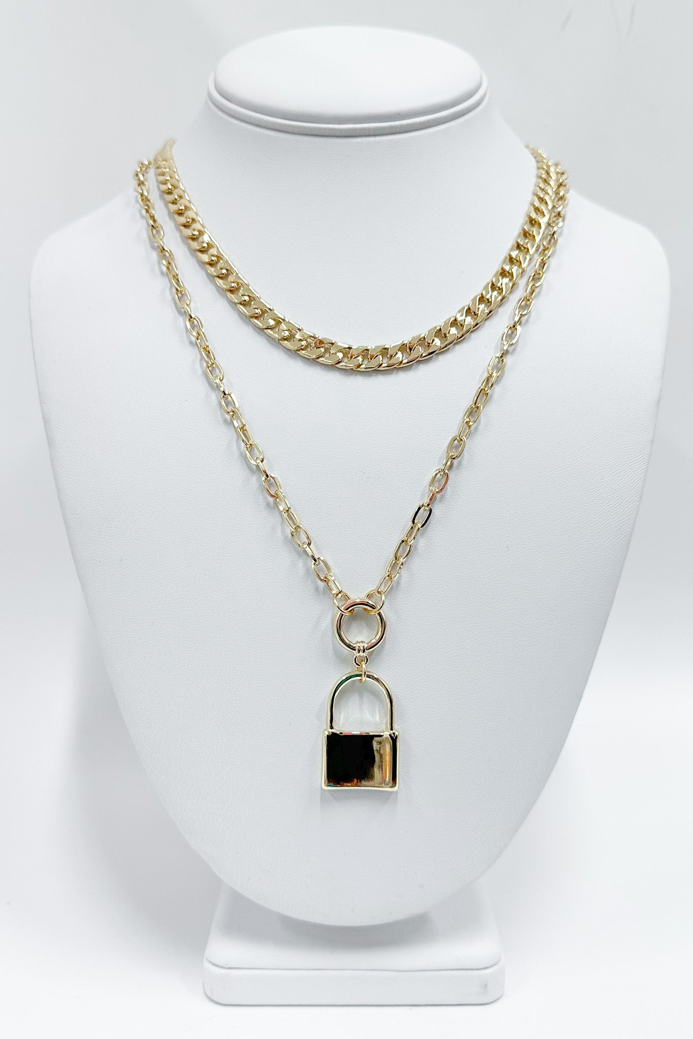 Gold Got it Locked Down Layered Necklace - Madison and Mallory