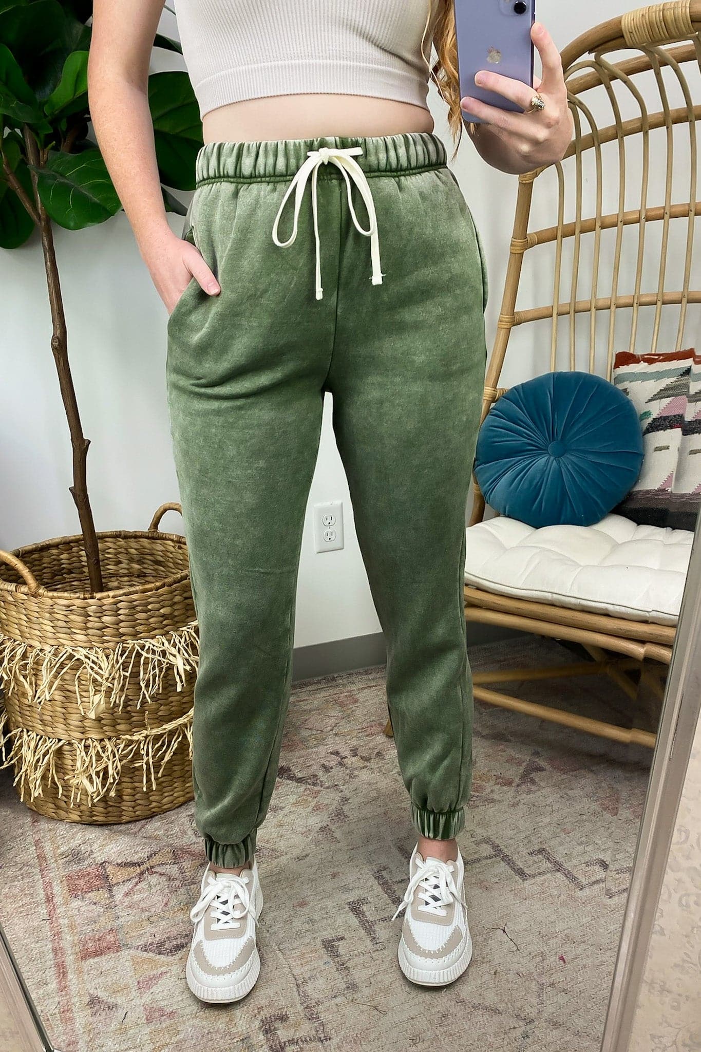 Light Olive / S Gotta Chill Acid Wash Joggers - BACK IN STOCK - Madison and Mallory