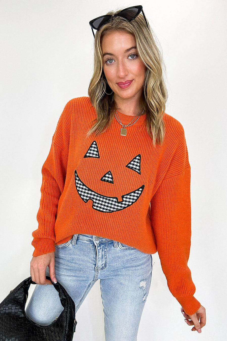 S / Burnt Orange Gourd Vibes Pumpkin Knit Sweater - Madison and Mallory