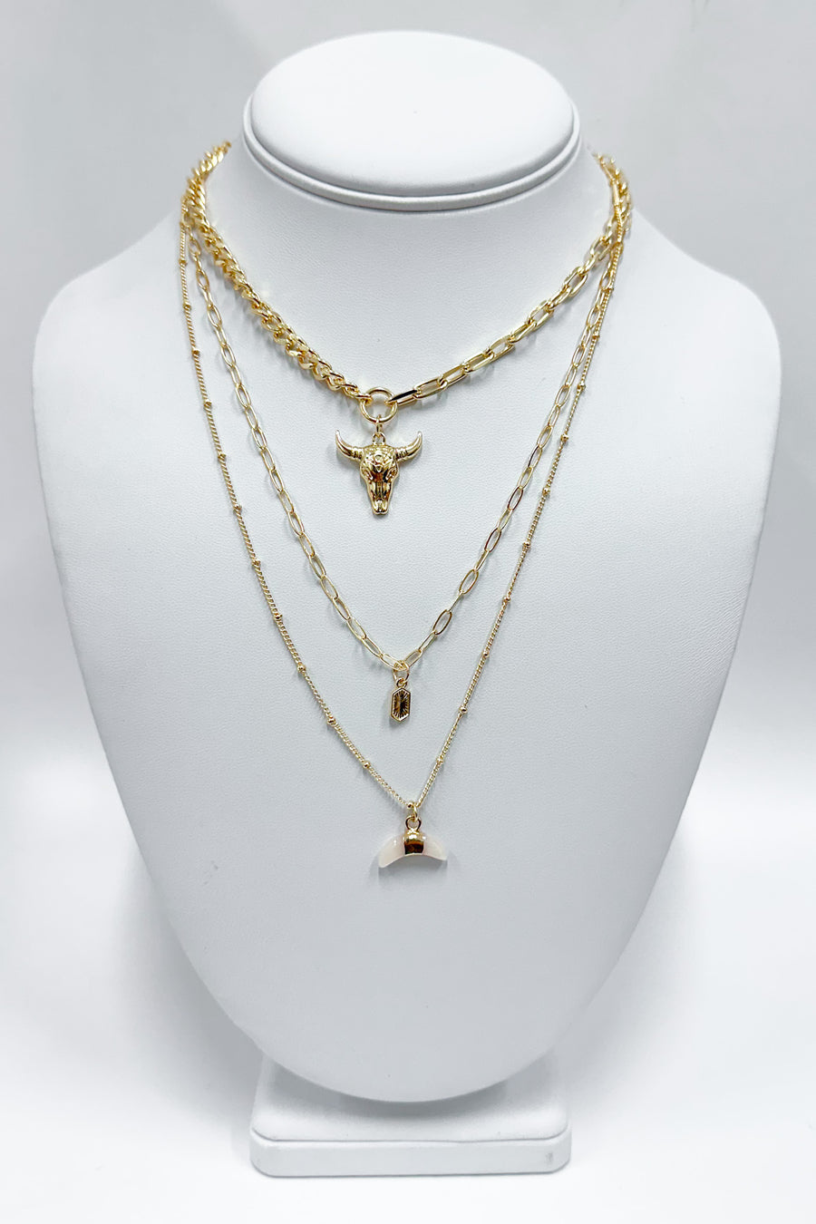 Gold Grab the Bull By the Horns Layered Necklace - Madison and Mallory