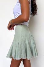 Graceful Motion Striped Lace Trim Godet Skort - Madison and Mallory