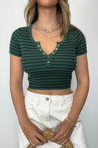 Gracie Striped Henley Top - FINAL SALE - Madison and Mallory