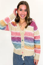 Gradient Glow Ombre Striped Knit Cardigan Sweater - FINAL SALE - Madison and Mallory
