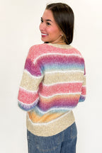 Gradient Glow Ombre Striped Knit Cardigan Sweater - FINAL SALE - Madison and Mallory