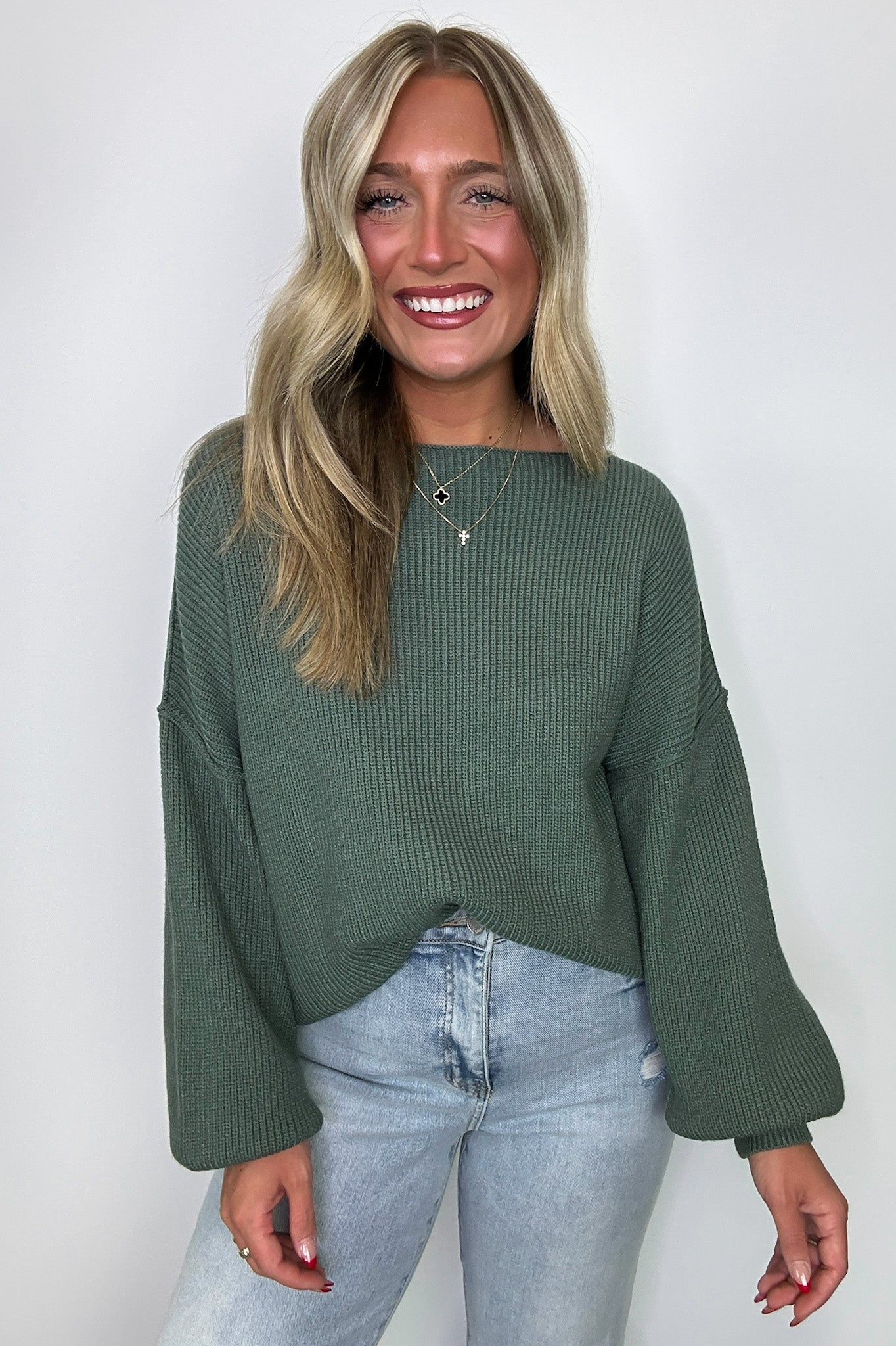  Gramm Boat Neck Ribbed Knit Sweater - Madison and Mallory