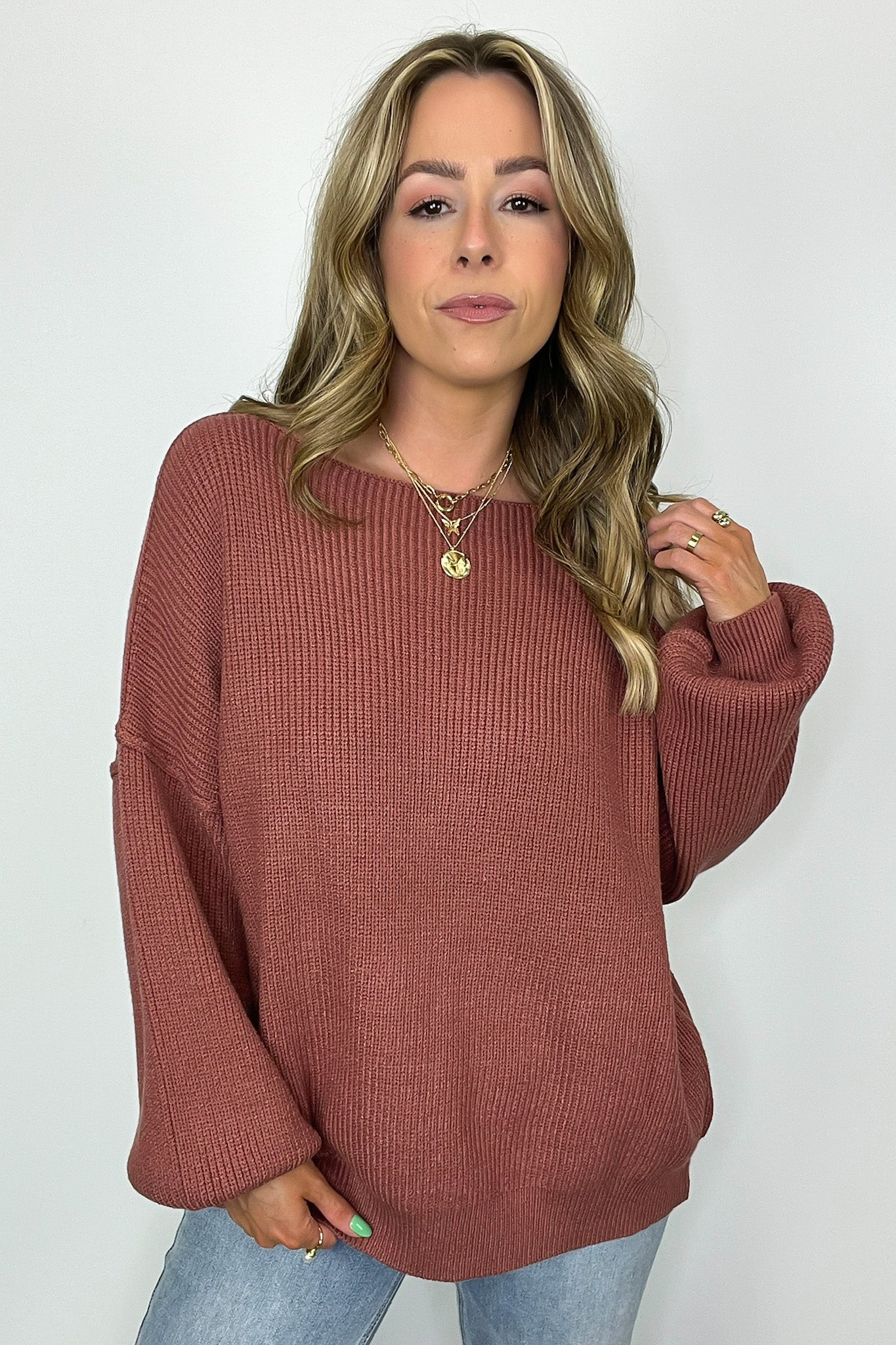  Gramm Boat Neck Ribbed Knit Sweater - Madison and Mallory