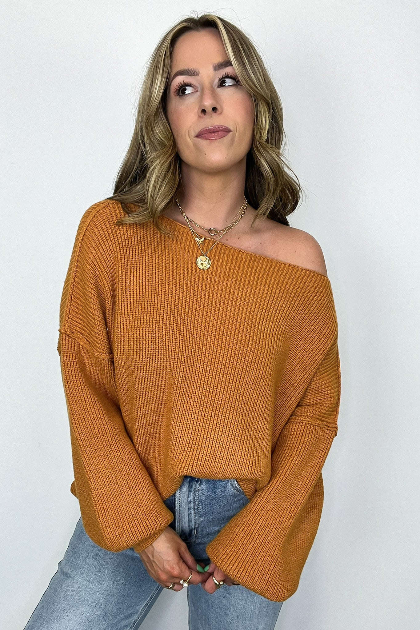  Gramm Boat Neck Ribbed Knit Sweater - Madison and Mallory