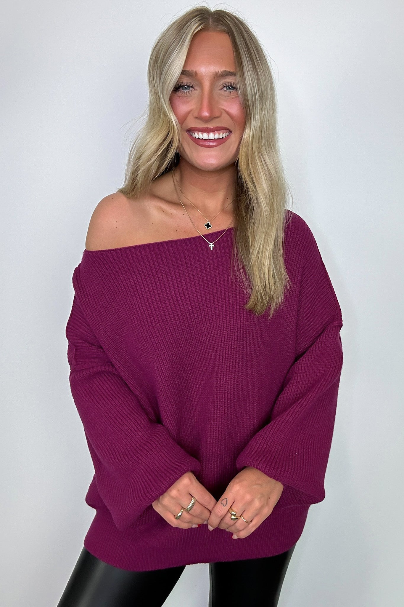  Gramm Boat Neck Ribbed Knit Sweater - Madison and Mallory