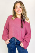 Damson / S Gramm Boat Neck Ribbed Knit Sweater - BACK IN STOCK - Madison and Mallory