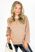Warm Taupe / S Gramm Boat Neck Ribbed Knit Sweater - Madison and Mallory