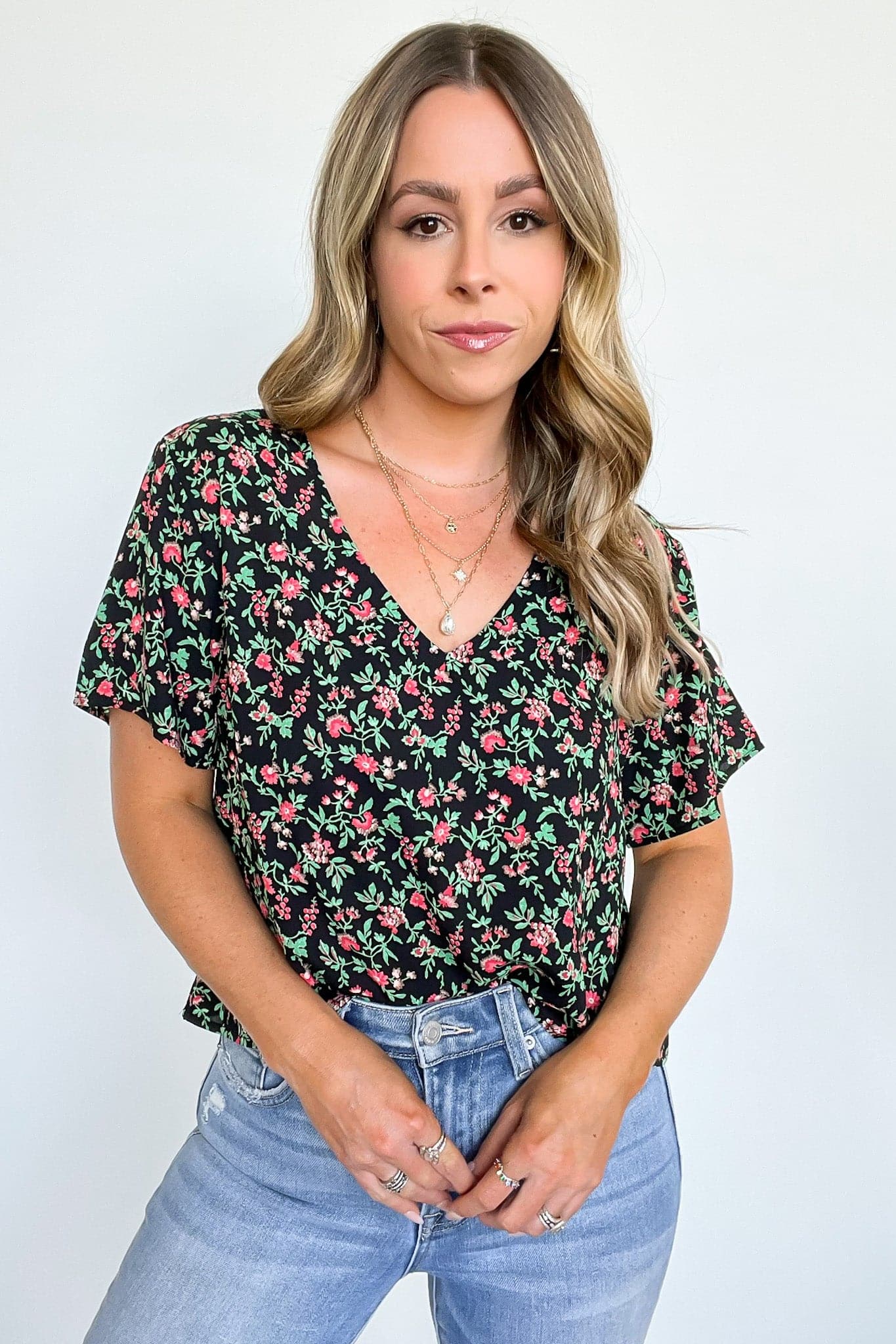  Graylynn V-Neck Floral Print Top - FINAL SALE - Madison and Mallory