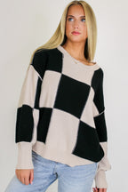 Grid Game Checkered Knit Sweater - Madison and Mallory