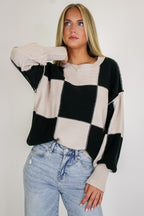 Grid Game Checkered Knit Sweater - Madison and Mallory