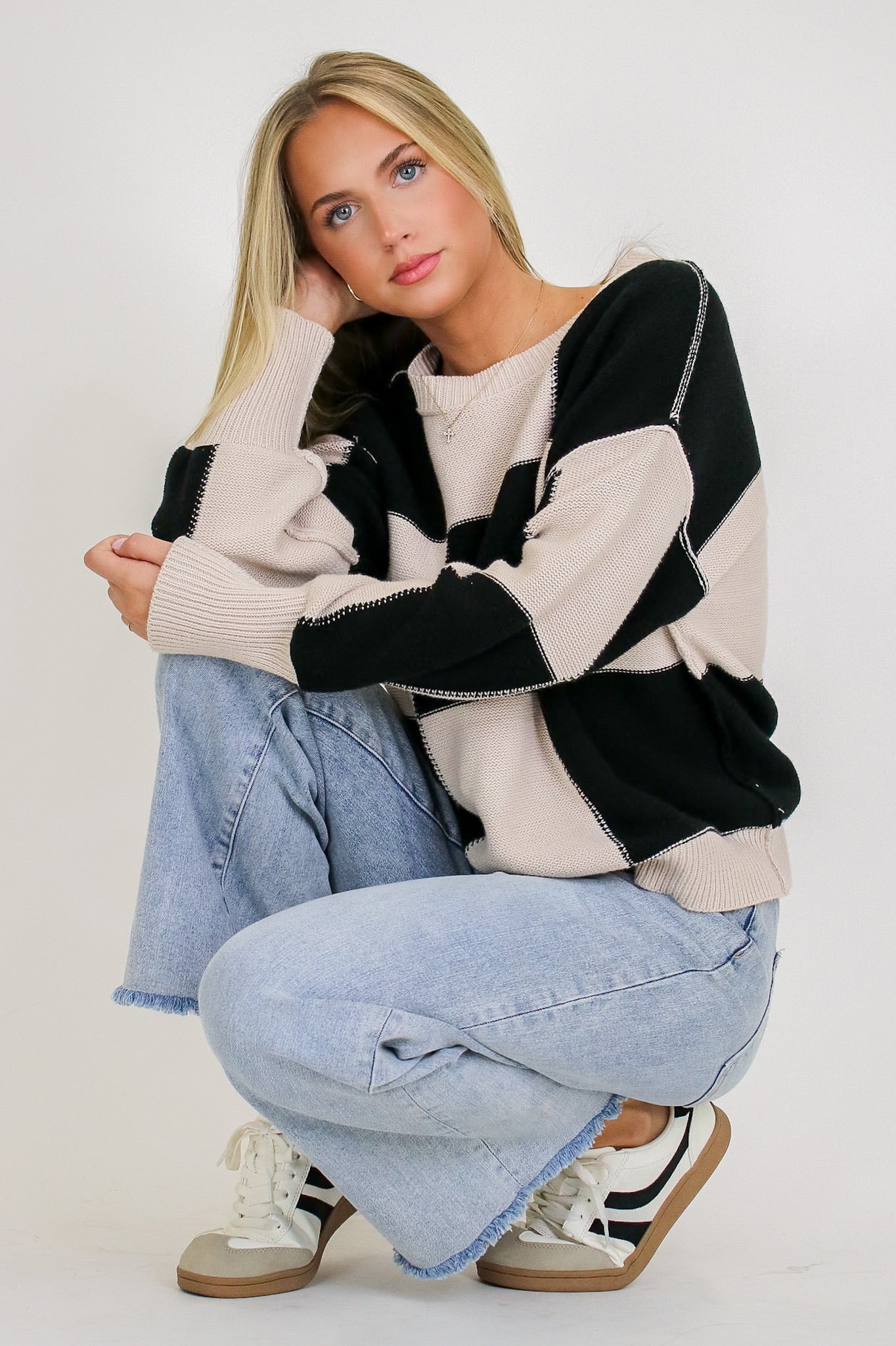 Grid Game Checkered Knit Sweater