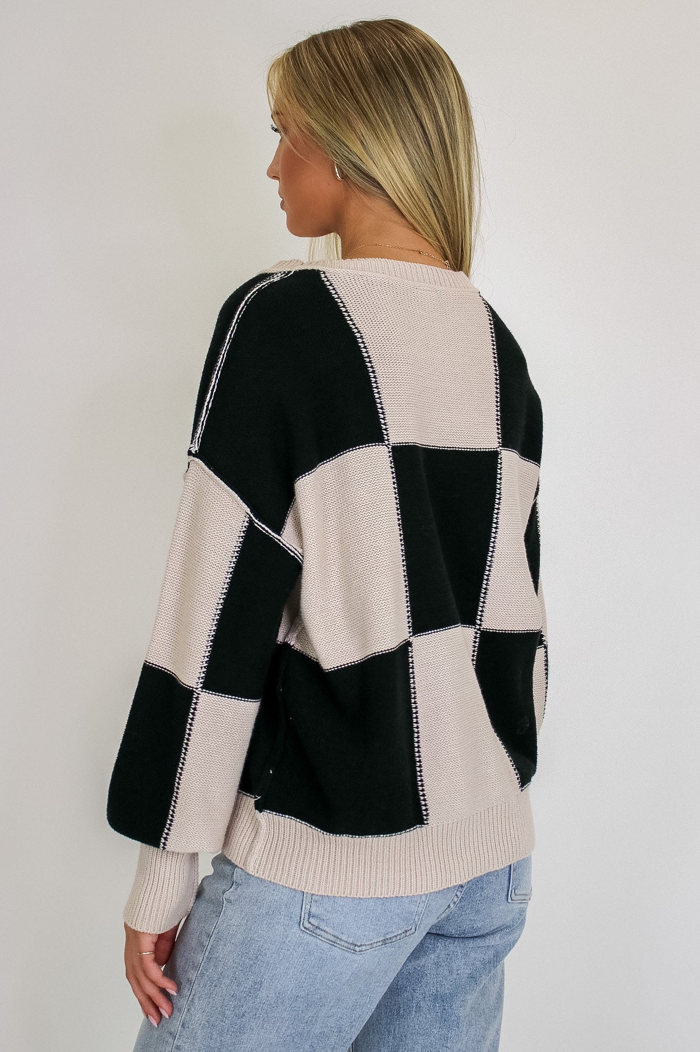Grid Game Checkered Knit Sweater