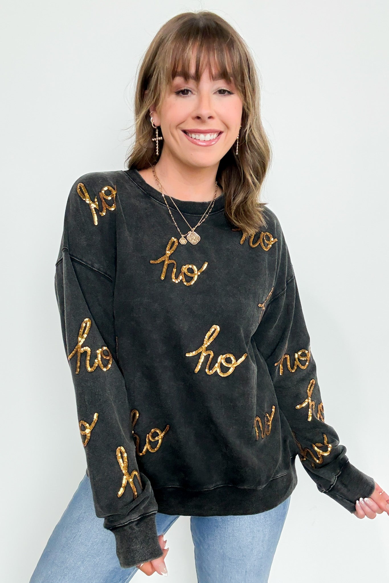  HO HO HO Sequin Pullover - Madison and Mallory